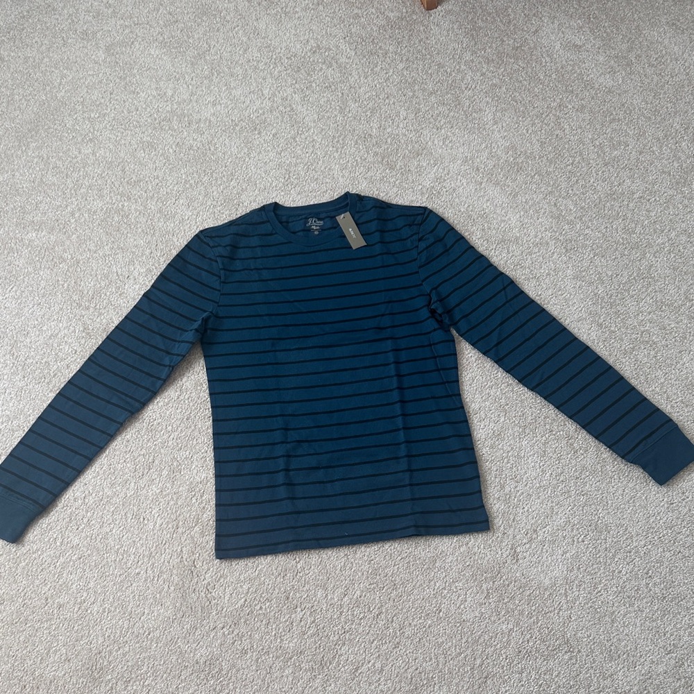 J. Crew Navy Striped Long Sleeve Tee